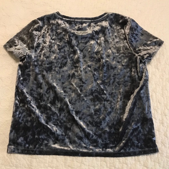 Gorgeous Aeropostale short sleeve dark silver gray crewneck velvet top (S) - Picture 2 of 13